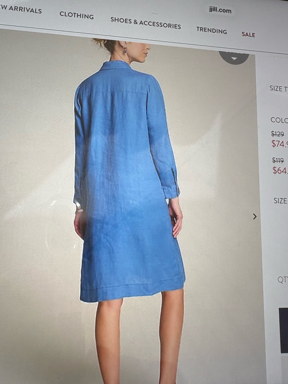 J. Jill Sky Blue Linen Shirt Dress - Picture 2 of 7